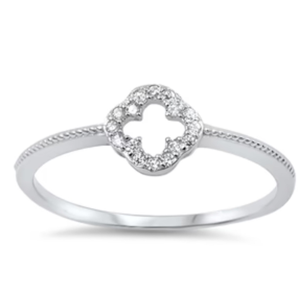 Sterling Silver Clover CZ Ring – Lucky Sparkle in a Dainty Design